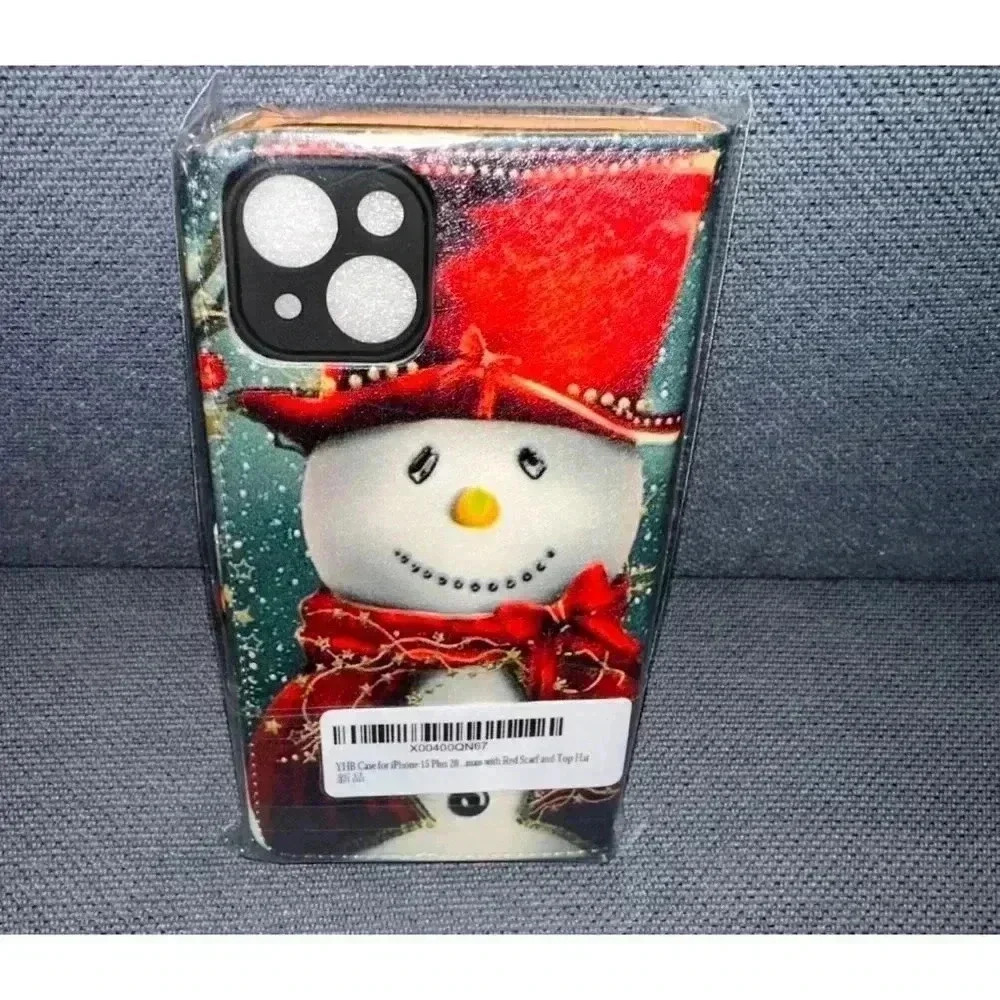 NEW! Christmas Snowman folded Phone Case, Green, Red, White / 15 Plus Case - Picture 2 of 4
